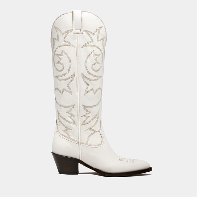 BUTTERO ANNIE BOOTS IN WHITE LEATHER