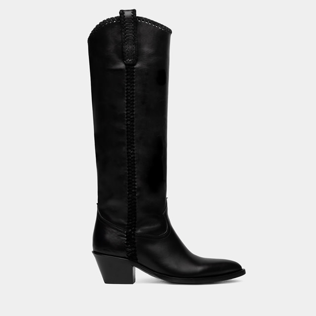 BUTTERO ANNIE BOOTS IN BLACK LEATHER