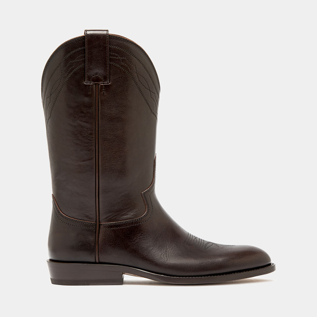 BUTTERO BOTTES BAIO EN CUIR MARRON CHOCOLAT NOIR