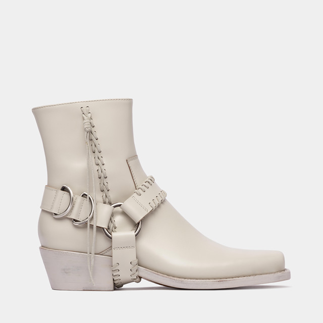 BUTTERO: DALTON BOOTS IN CREAM WHITE BRUSHED LEATHER