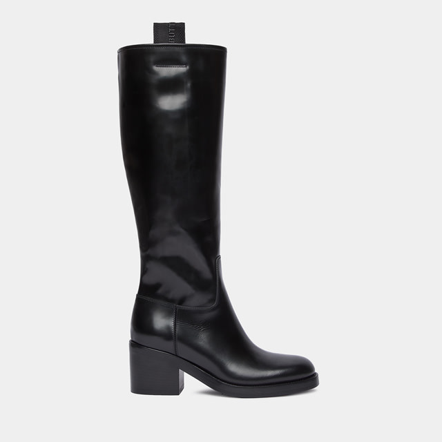 BUTTERO: FURIA BOOTS IN BLACK BRUSHED LEATHER