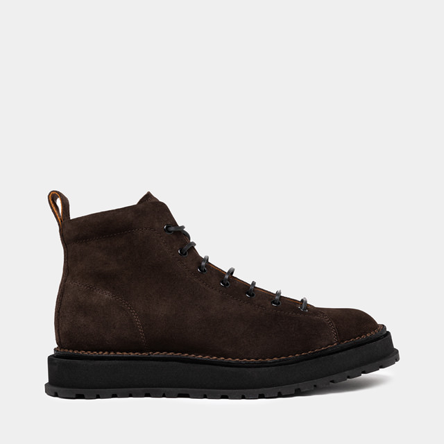 BUTTERO: AEDI ANKLE BOOTS IN DARK BROWN SUEDE