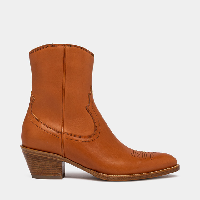 BUTTERO ANNIE ANKLE BOOTS IN NATURAL HONEY COLOR LEATHER