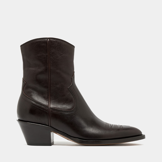BUTTERO ANNIE ANKLE BOOT IN DARK BROWN LEATHER