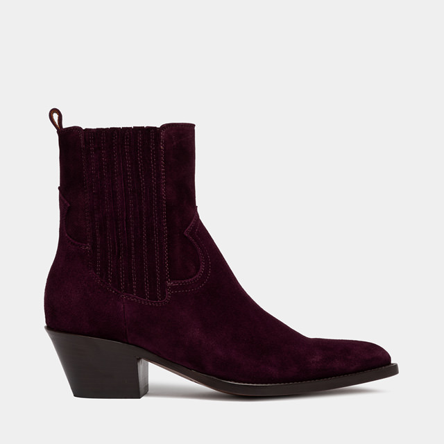 BUTTERO: ANNIE ANKLE BOOTS IN AMARONE BURGUNDY SUEDE