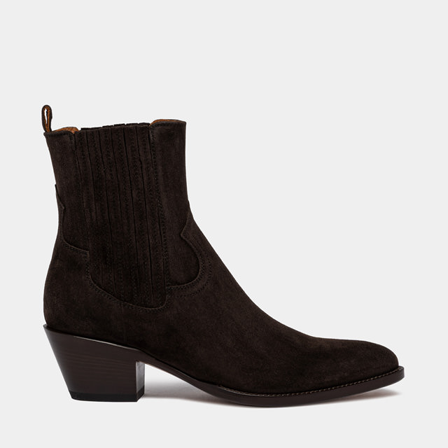 BUTTERO ANNIE ANKLE BOOTS IN MOKA SUEDE