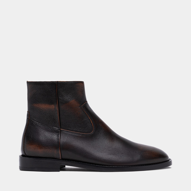BUTTERO: CASENTINO ANKLE BOOTS IN BROWN VINTAGE LEATHER
