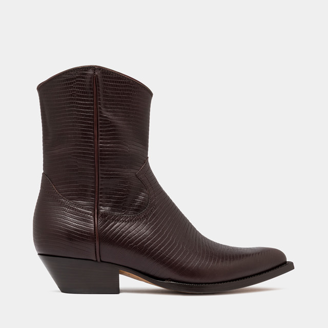BUTTERO BOTTINE FLEE EN CUIR IMPRIME LEZARD EBONY