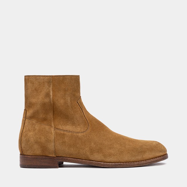 BUTTERO FLOYD ANKLE BOOTS IN CURRY YELLOW SUEDE