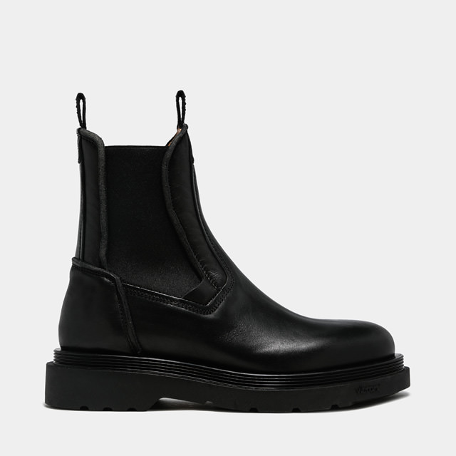 BUTTERO: STORIA CHELSEA BOOTS IN PADDED BLACK LEATHER 