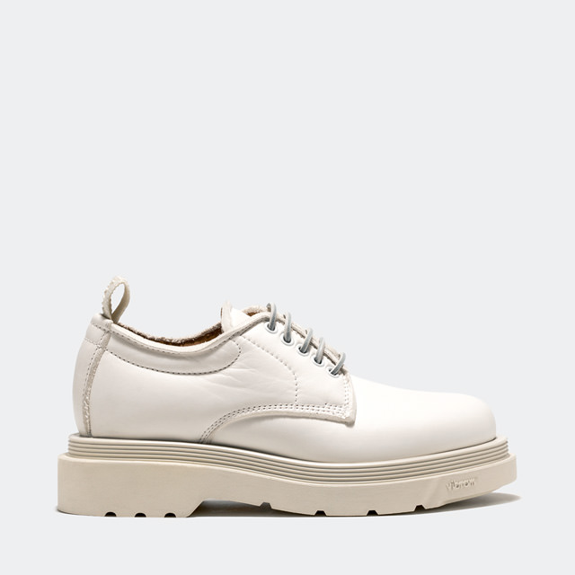 BUTTERO STORIA DERBY SHOES IN PADDED WHITE LEATHER 