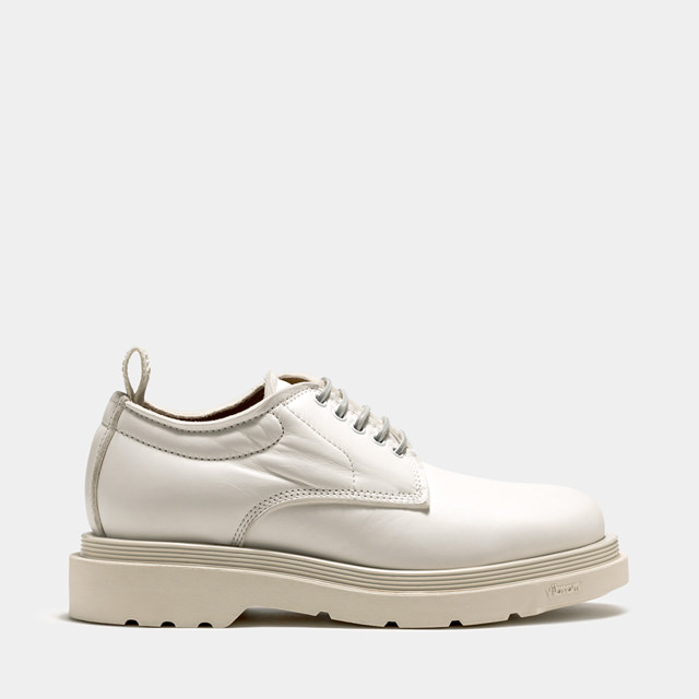 BUTTERO: STORIA DERBY SHOES IN PADDED WHITE LEATHER 