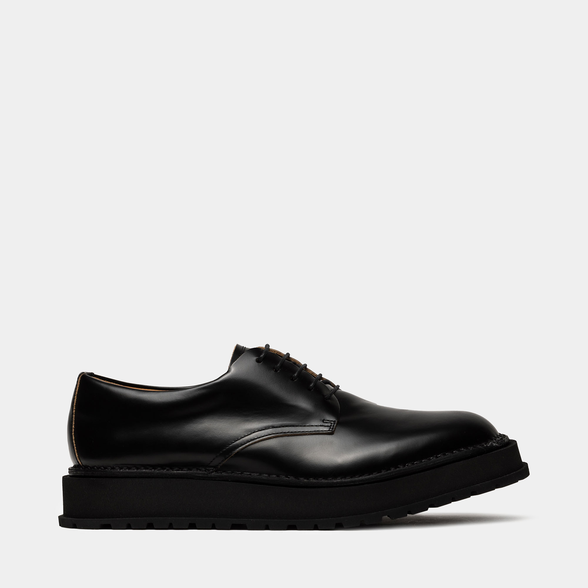 BUTTERO AEDI DERBY SHOES IN BLACK BRUSHED LEATHER B10080ELBFA-UG1/01-NERO