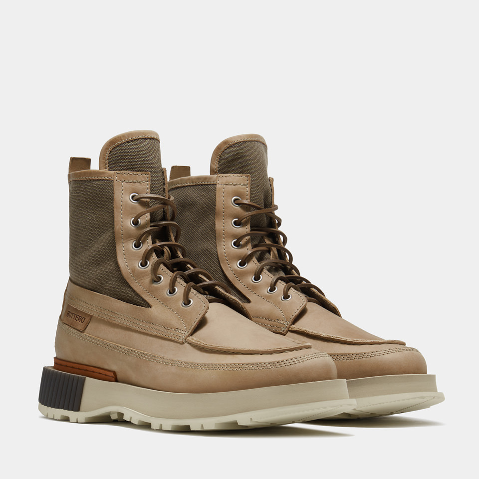 BUTTERO: BLITZ COMMANDO BOOTS IN CANVAS AND LEATHER