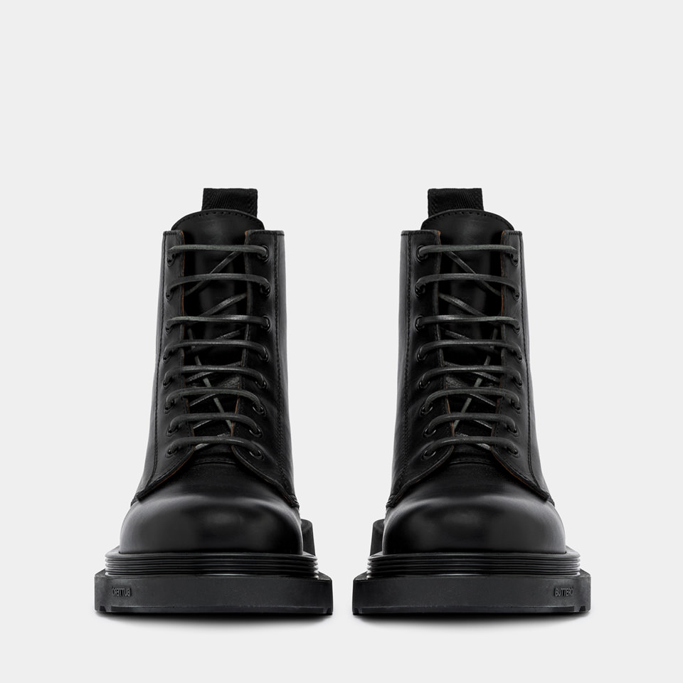 BUTTERO: STORIA COMMANDO BOOTS IN BLACK LEATHER