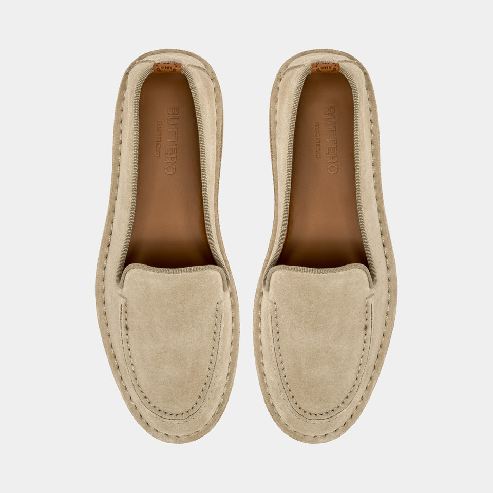 BUTTERO: ARGENTARIO LOAFER IN SUEDE BEIGE