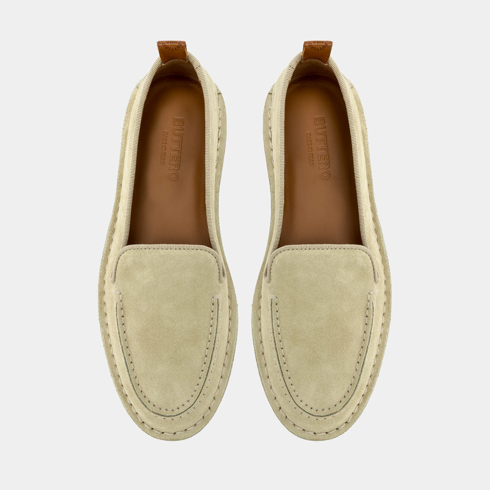 BUTTERO: ARGENTARIO LOAFER IN SUEDE BEIGE