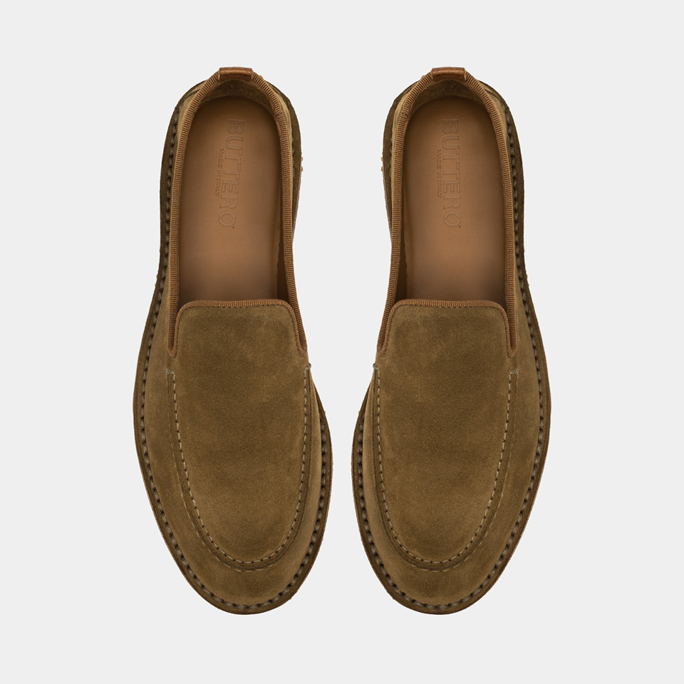 BUTTERO: MOCASSINO ARGENTARIO IN SUEDE CURRY