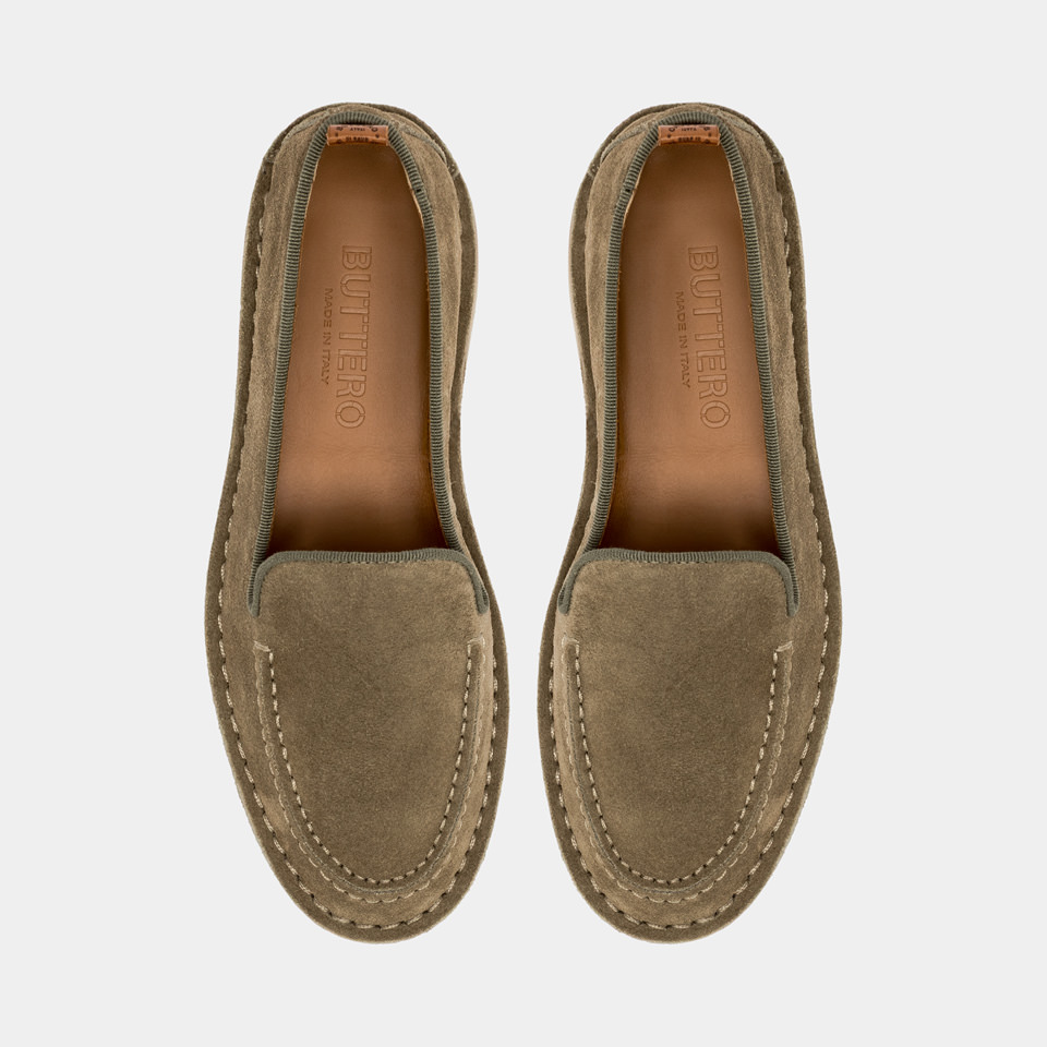 BUTTERO: MOCASSINO ARGENTARIO IN SUEDE LEAD GREY