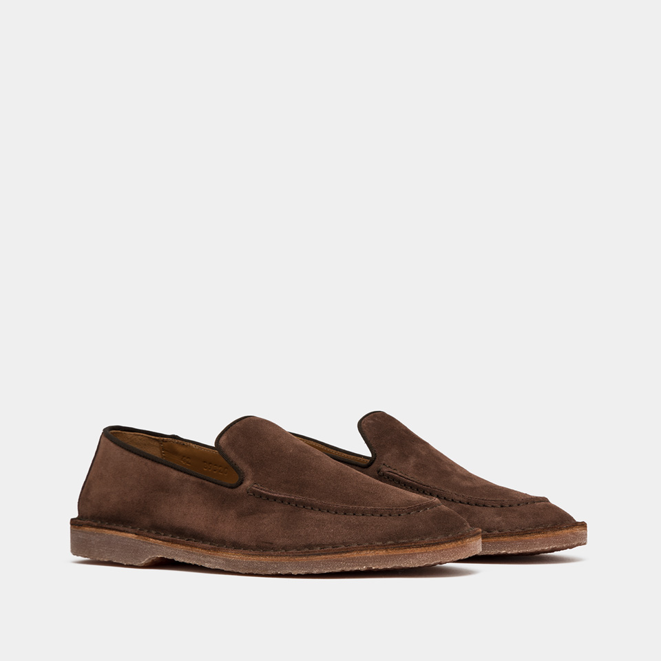 BUTTERO: MOCASSIN ARGENTARIO EN DAIM ACAJOU