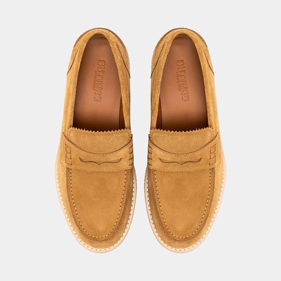 BUTTERO: MOCASSIN DANTE EN DAIM CUIVRE