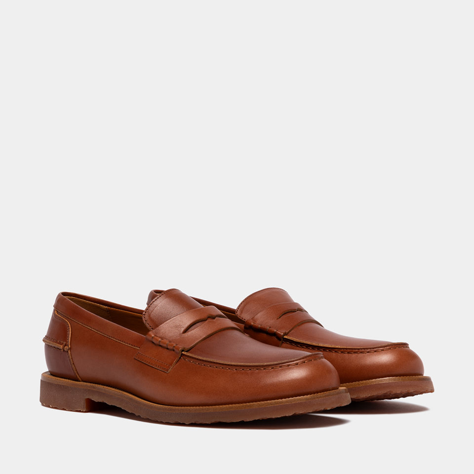BUTTERO: FENIGLIA LOAFERS IN NATURAL COLOR LEATHER