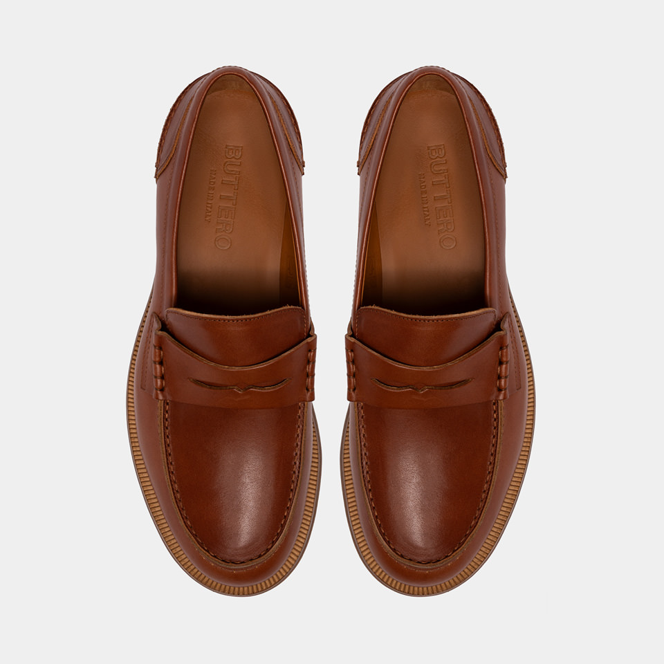 BUTTERO: FENIGLIA LOAFERS IN NATURAL COLOR LEATHER