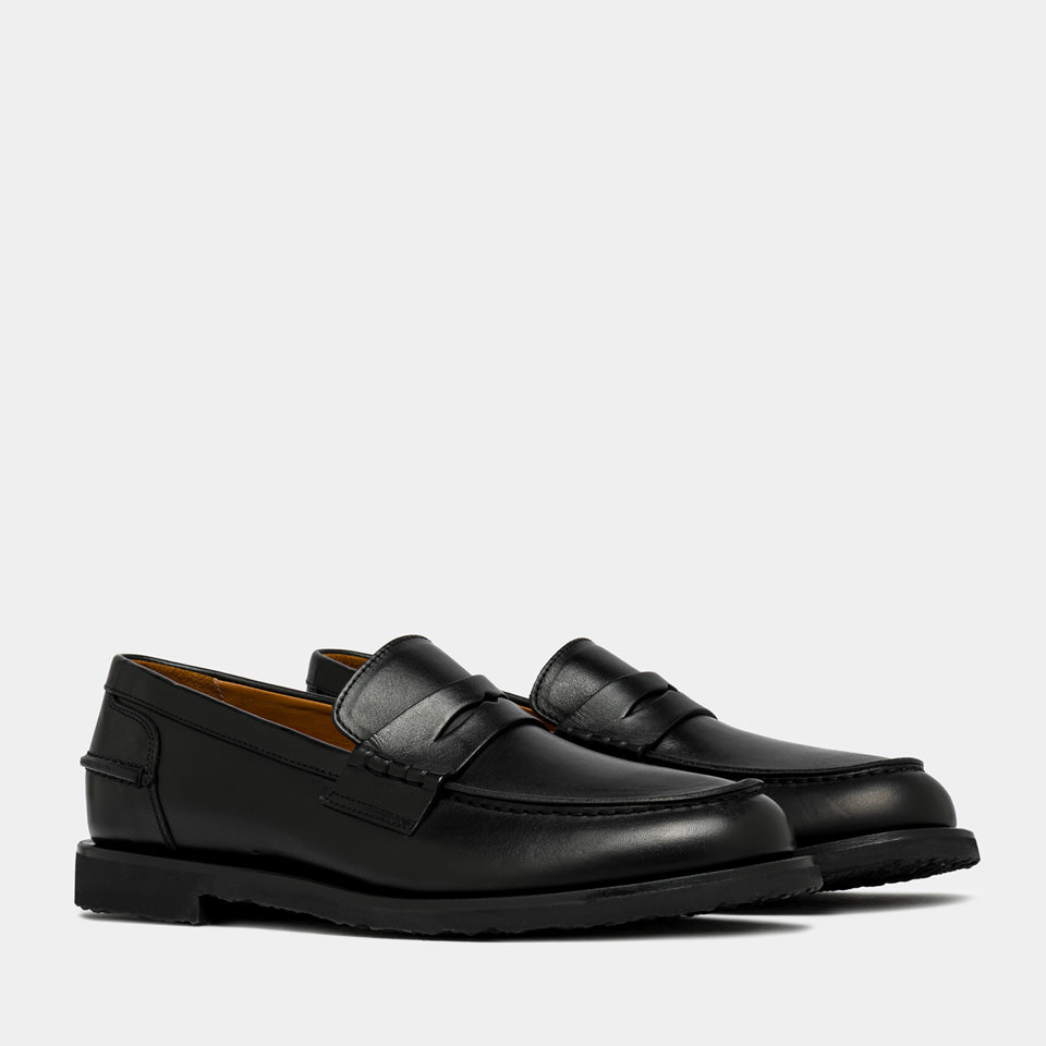 BUTTERO: FENIGLIA LOAFERS IN BLACK LEATHER
