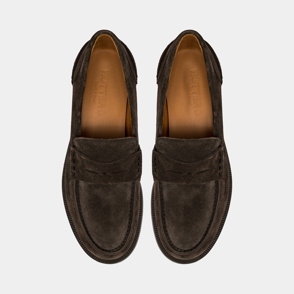 BUTTERO: MOCASSINO FENIGLIA IN SUEDE MOKA