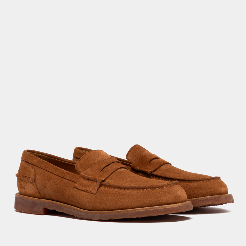 BUTTERO: FENIGLIA LOAFERS IN EARTH BROWN SUEDE