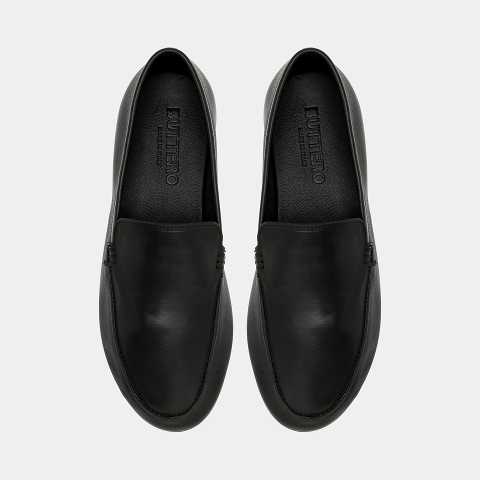 BUTTERO: ROCCO LOAFER IN BLACK LEATHER