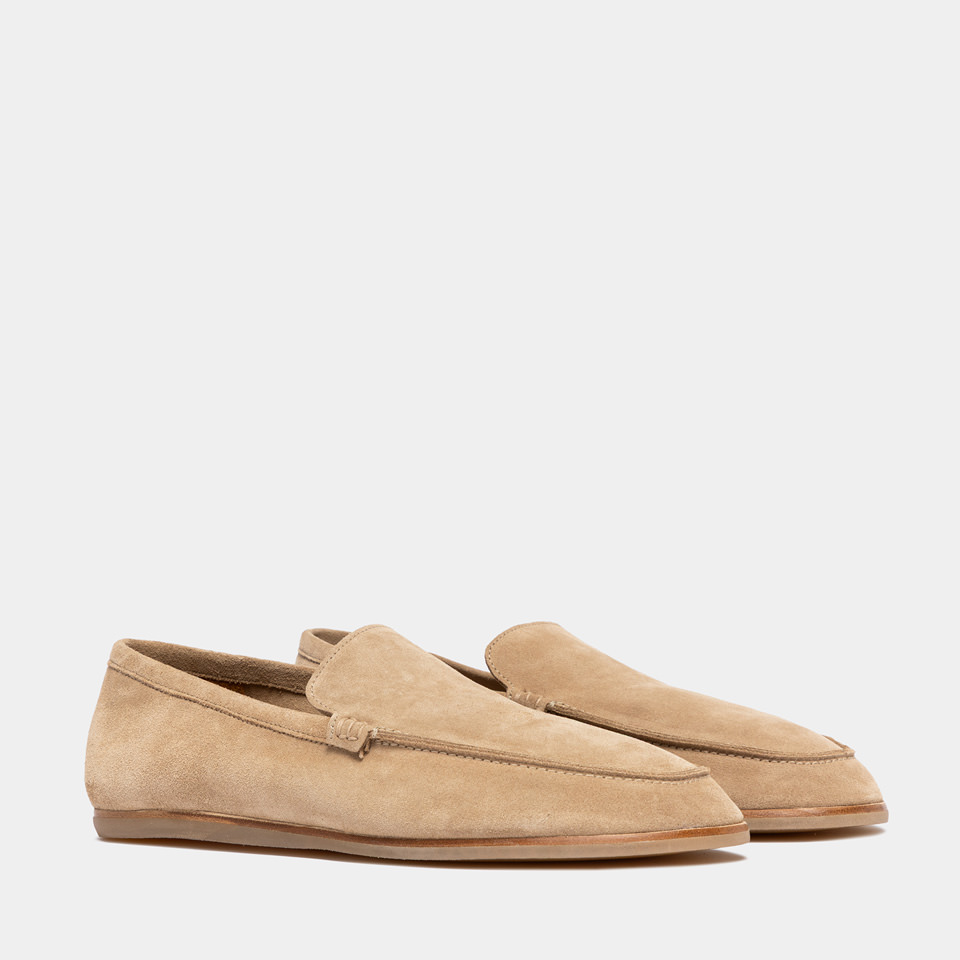 BUTTERO: ROCCO LOAFER IN BEIGE SUEDE