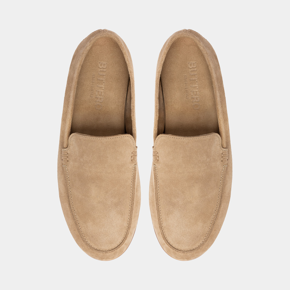 BUTTERO: ROCCO LOAFER IN BEIGE SUEDE