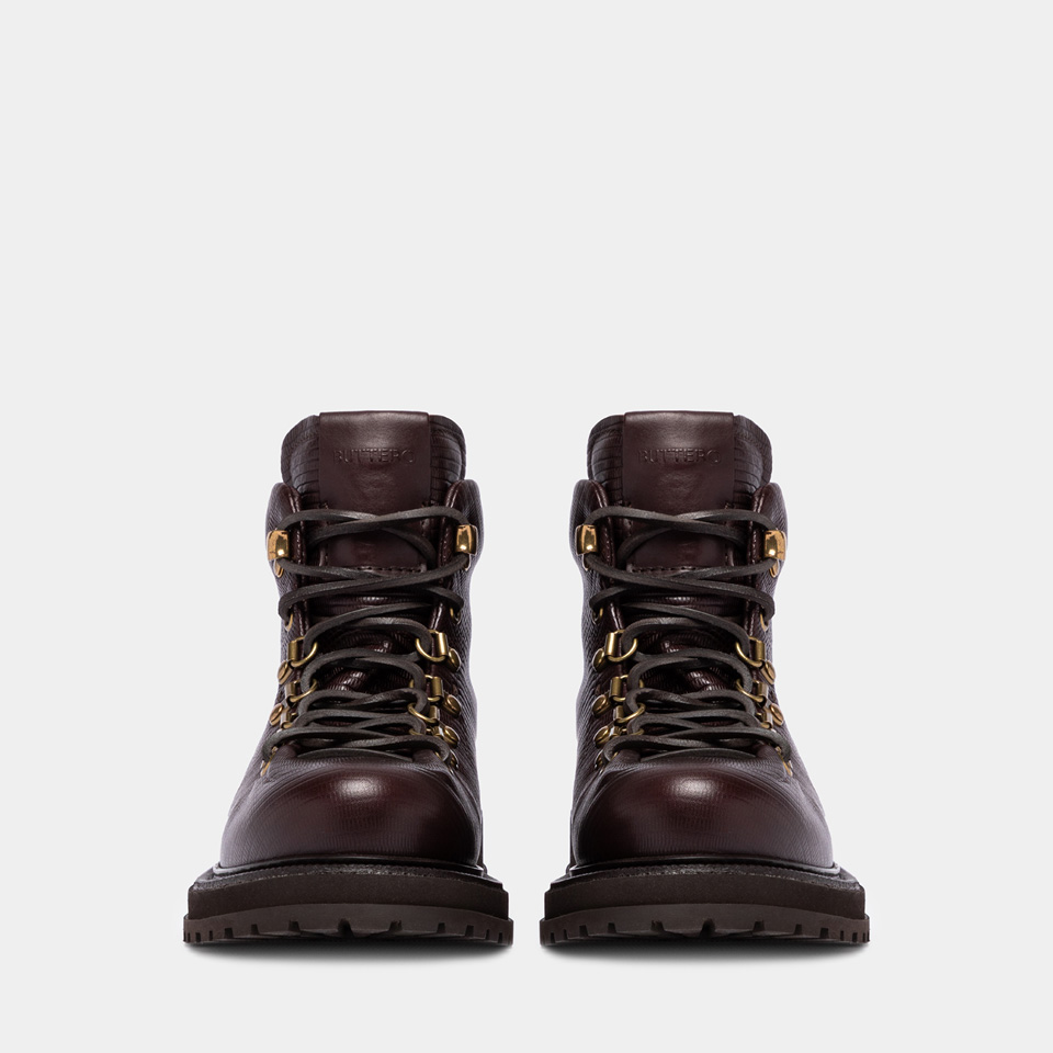 BUTTERO: PEDULA ALPI EN CUIR MARTELE' EBONY