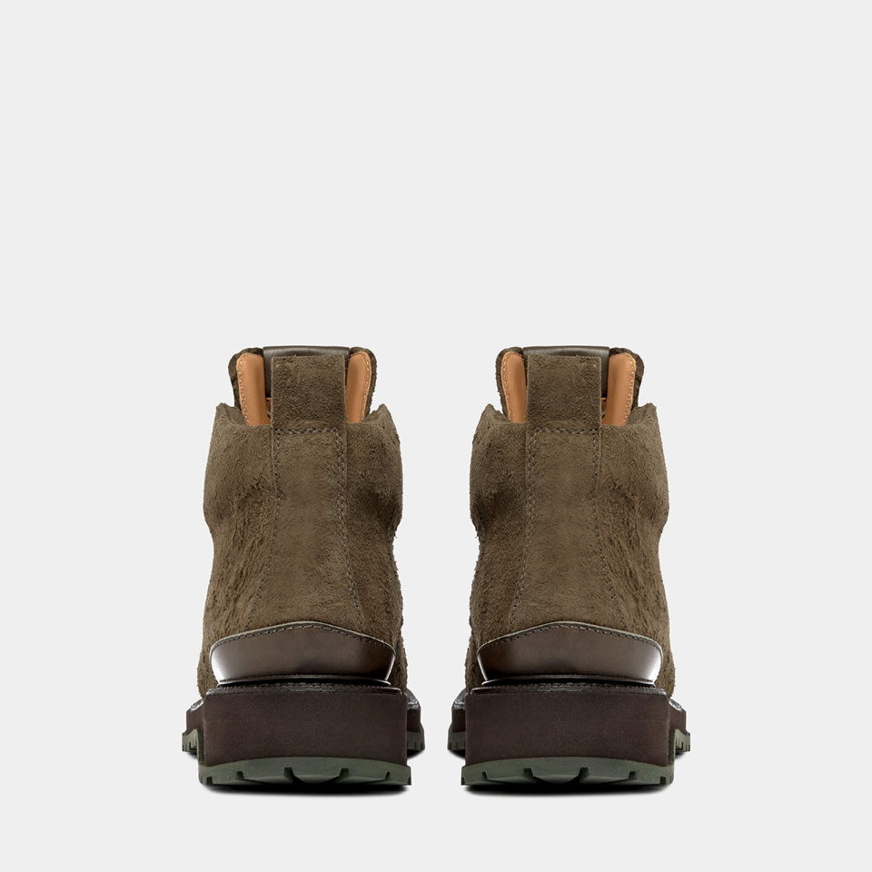 BUTTERO: ALPI ANKLE BOOTS IN HUNTER GREEN BRUSHED SUEDE