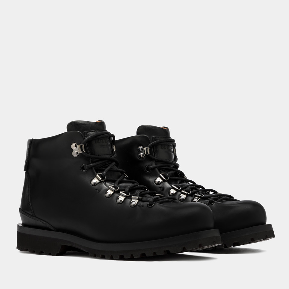 BUTTERO: CANALONE PEDULA STYLE BOOTS IN BLACK LEATHER