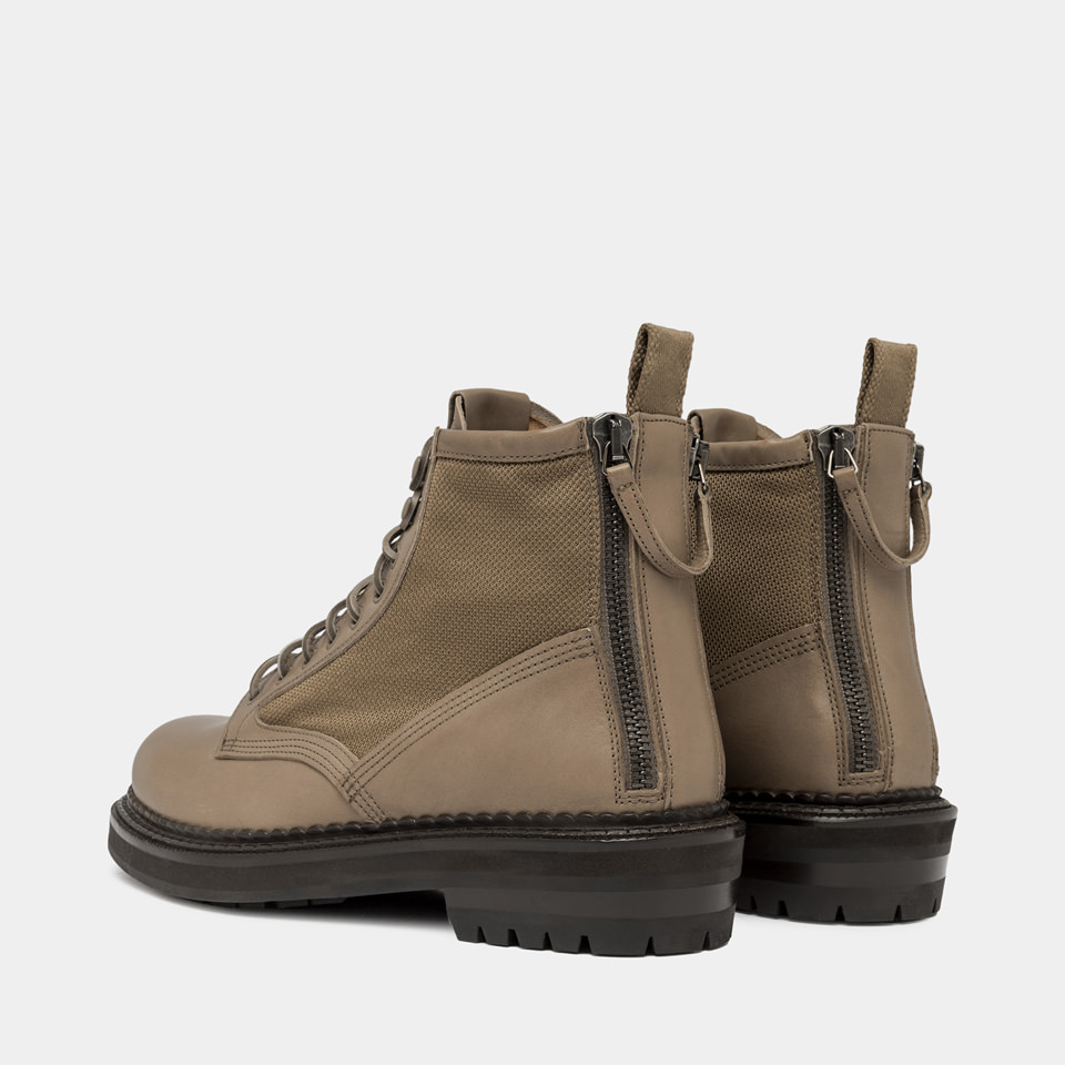 BUTTERO: ANPHIBIEN CARGO EN CUIR ET NYLON KHAKI