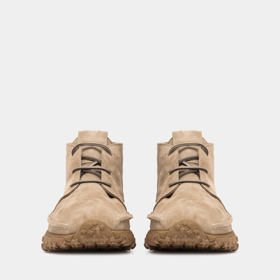 BUTTERO: VINCI X ANKLE BOOTS IN BEIGE SUEDE