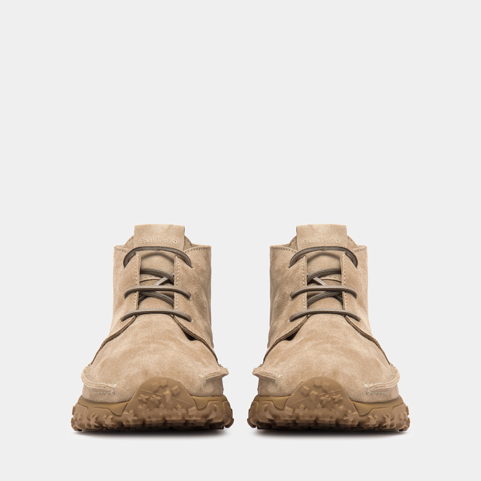 BUTTERO: VINCI X ANKLE BOOTS IN BEIGE SUEDE