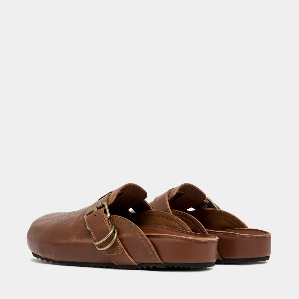 BUTTERO: CORTONA MULES IN NATURAL COLOR LEATHER