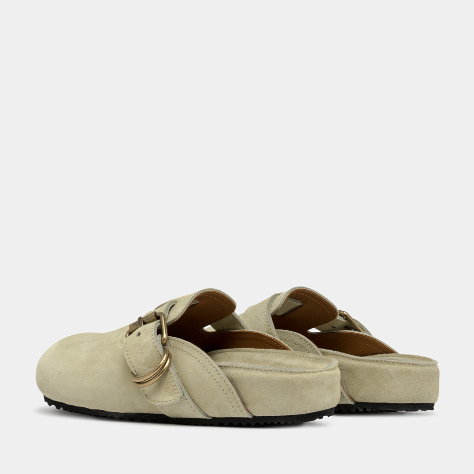 BUTTERO: CORTONA MULES IN BEIGE SUEDE