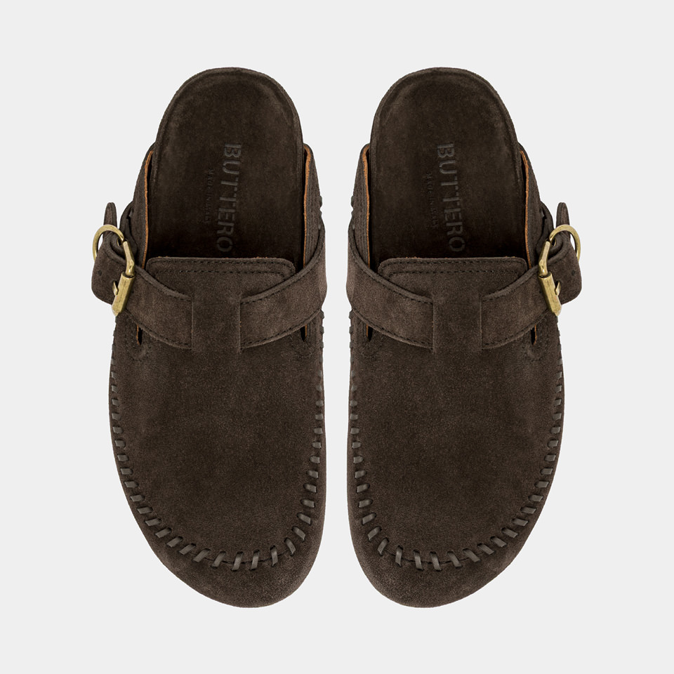 BUTTERO: SABOT CORTONA IN SUEDE MOKA