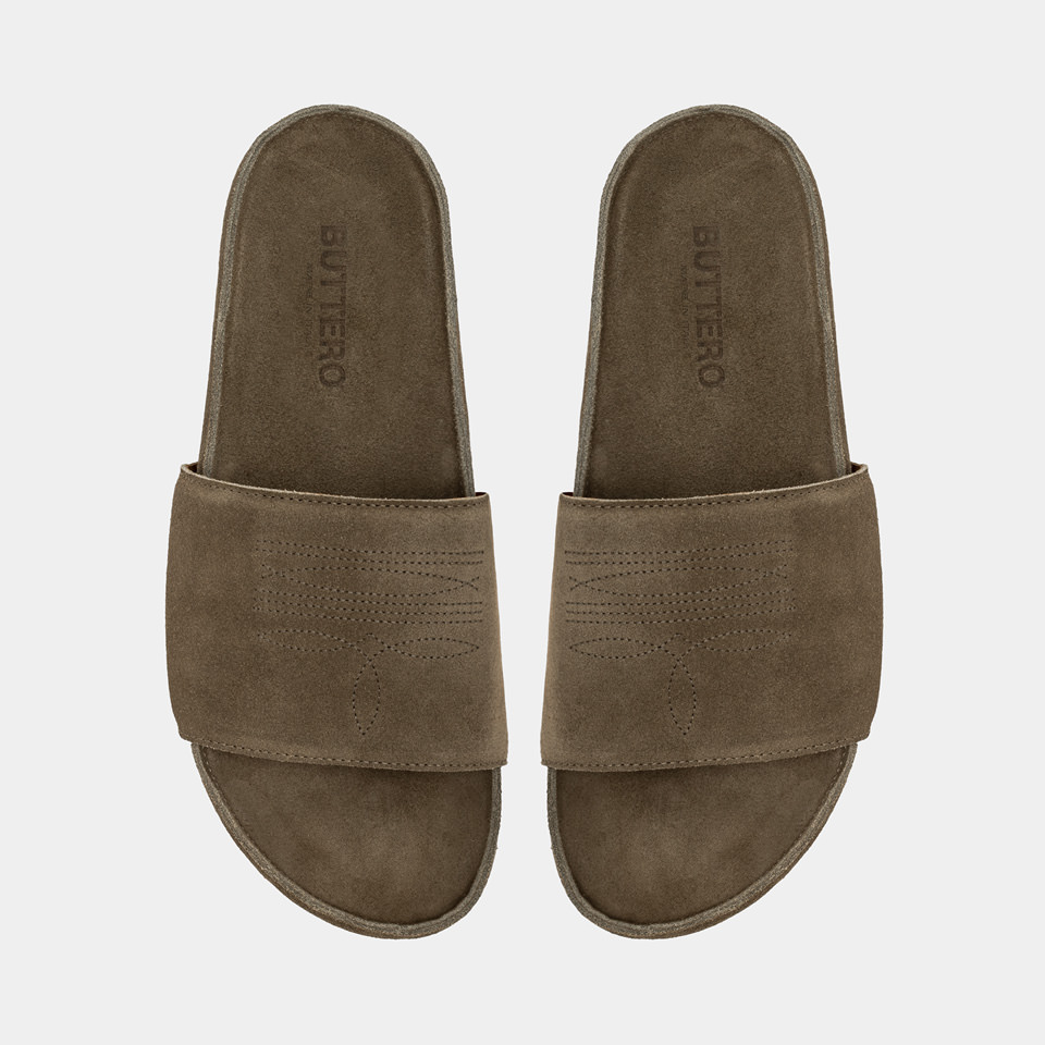 BUTTERO: SANDALE CORTONA EN DAIM LEAD GREY