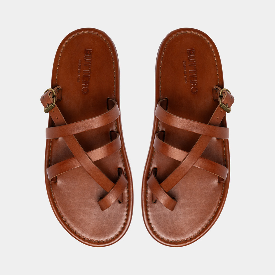 BUTTERO: SANDALO EL PASO IN PELLE CORTECCIA