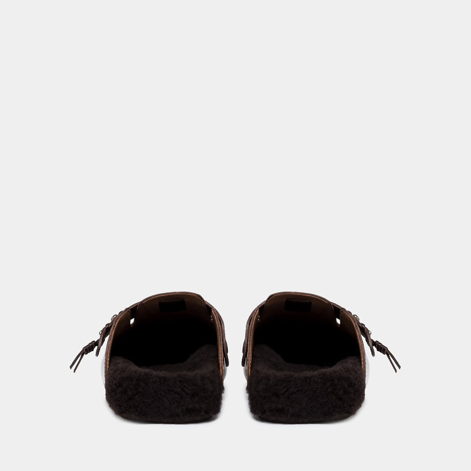 BUTTERO: GLAMPING SABOT IN EBONY BLACK LEATHER