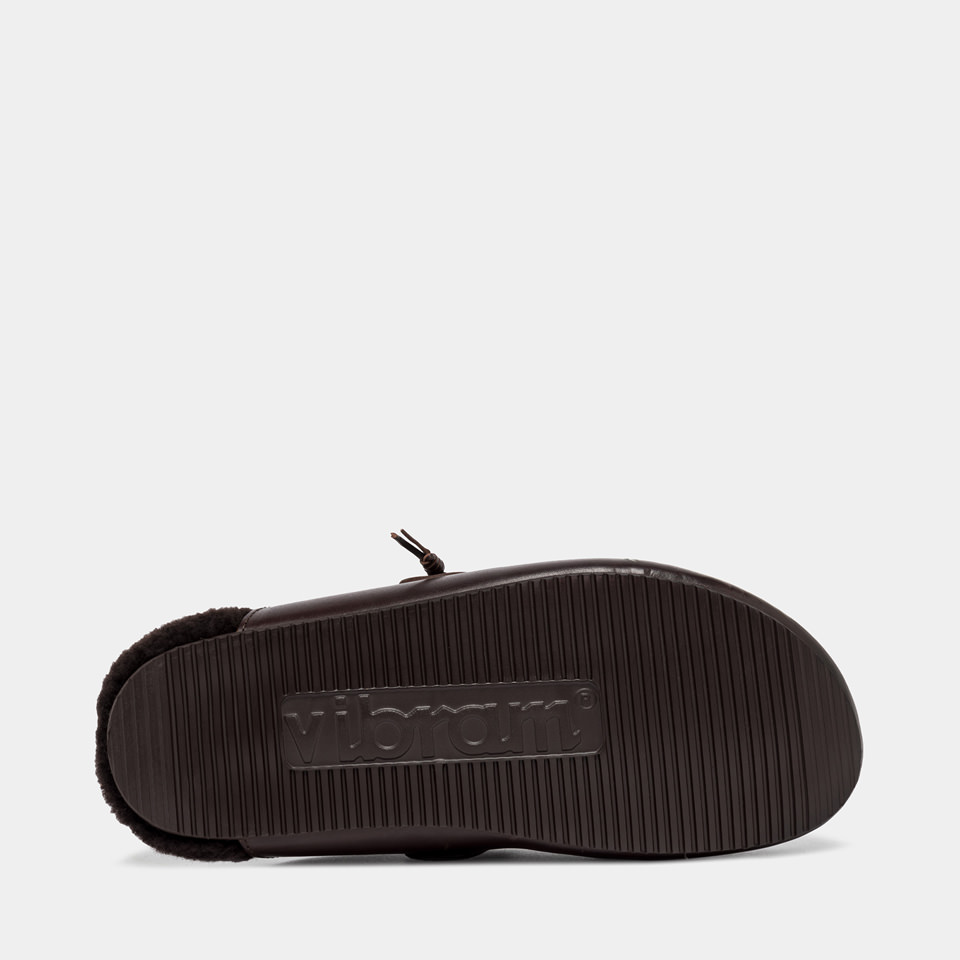 BUTTERO: GLAMPING SABOT IN EBONY BLACK LEATHER