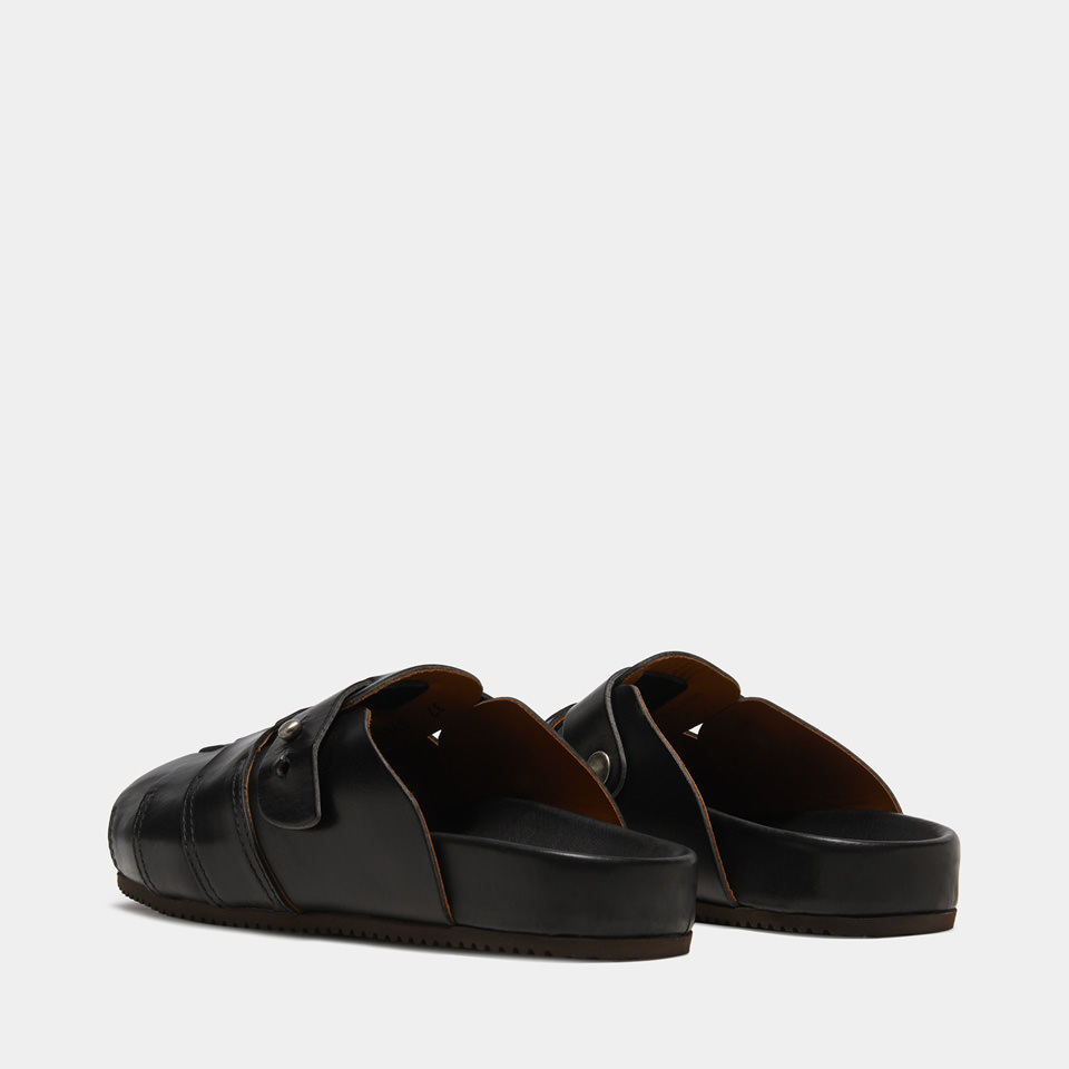 BUTTERO: GLAMPING SANDALS IN BLACK LEATHER