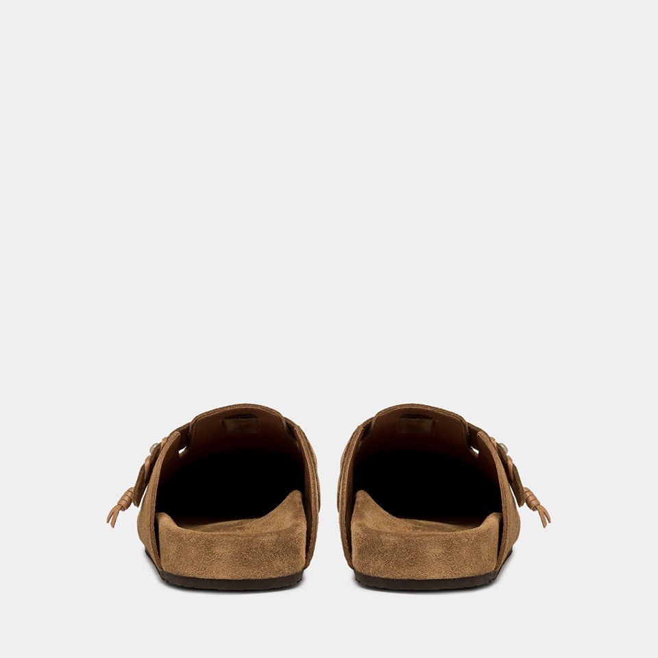 BUTTERO: GLAMPING SABOT IN CURRY YELLOW SUEDE