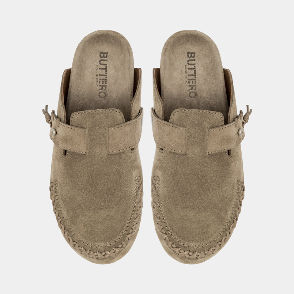 BUTTERO: SABOT GLAMPING EN DAIM LEAD GREY
