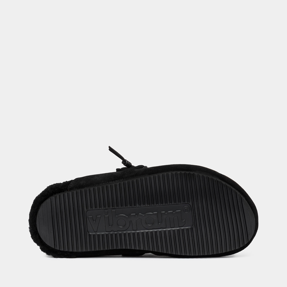 BUTTERO: GLAMPING SABOT IN BLACK SUEDE